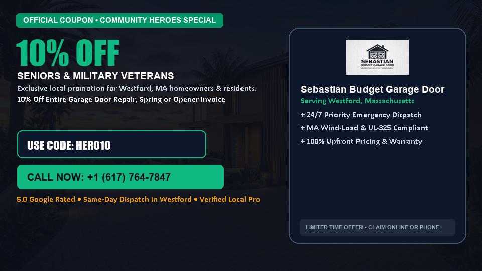 10% OFF Senior, Military & First Responder Discount in Westford, MA - Sebastian Budget Garage Door