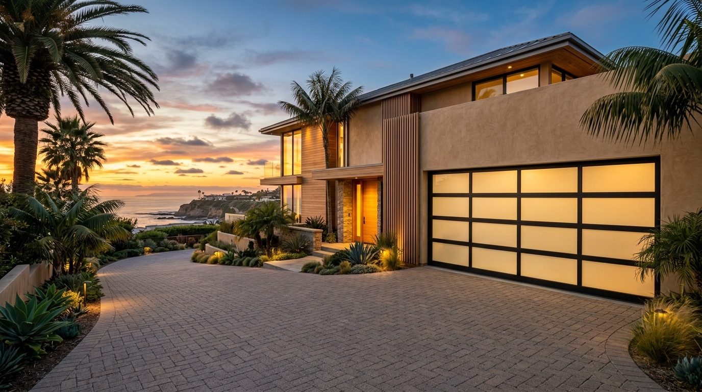 Sebastian Budget Garage Door Exterior Closed Garage Door at Twilight